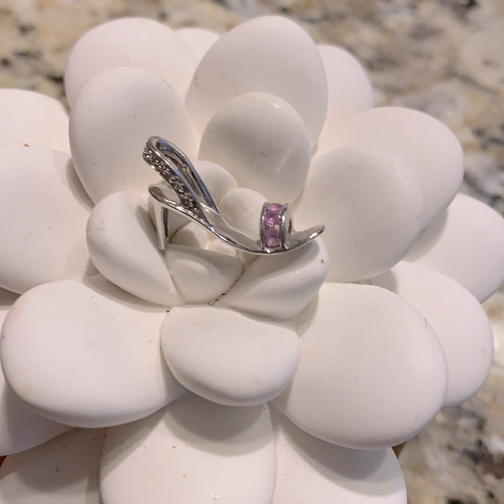Sterling silver, CZ and Amethyst shoe charm.